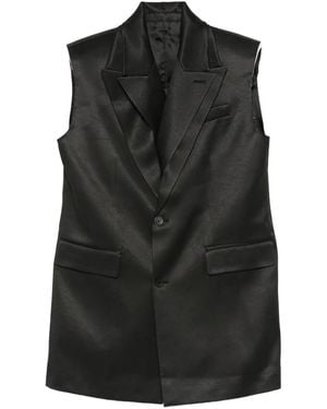 Jean Paul Gaultier Sleeveless Satin Sleeveless Blazer - Black