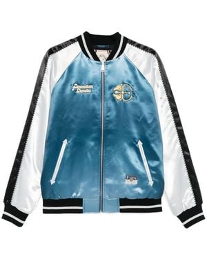 Evisu Embroidered Satin Bomber Jacket - Blue