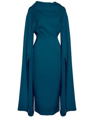 ROKSANDA Nour Cape-Sleeve Flared Midi Dress - Blue