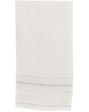 ZEGNA Striped Fringe Scarf - White