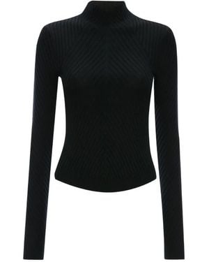 Victoria Beckham Georgia Ribbed-Knit Sweater - Black
