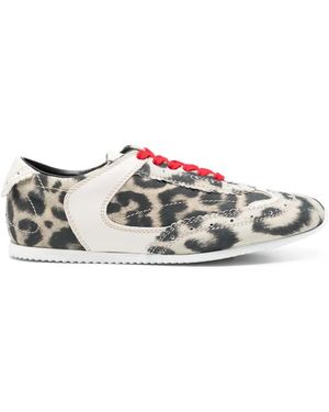 Ermanno Scervino Animal Print Lace-Up Trainers - White