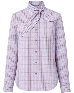 Essentiel Antwerp Chemise À Carreaux Et Col Lavllière - Purple