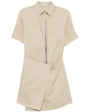 Loewe Check-Pattern Panelled Shirt Dress - Natural