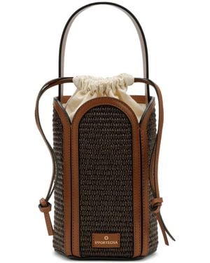 La Portegna Bolso Bombonera Barbara Mini Tejido - Marrón