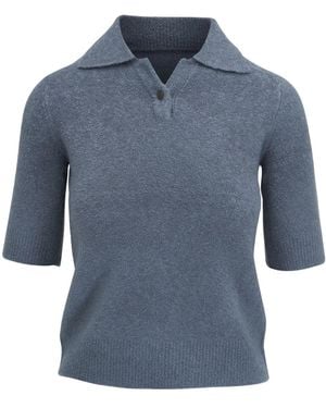 Vince Soft Boucle Ss Polo - Blue