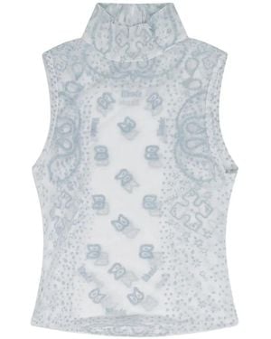 Rhude Bandana-Print Mesh Top - Blue