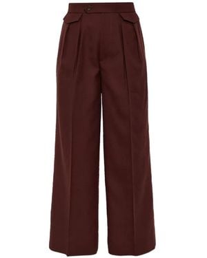 Issey Miyake Creased Wide-Leg Trousers - Purple