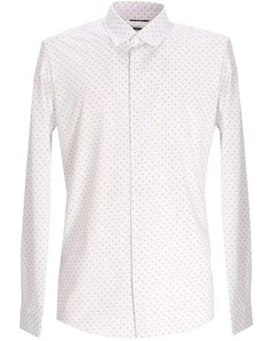 BOSS Geometric-Print Long-Sleeve Cotton Shirt - White