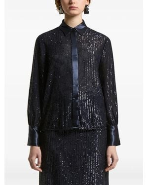 Peserico Blouse Verfraaid Met Pailletten En Satijnen Afwerking - Zwart