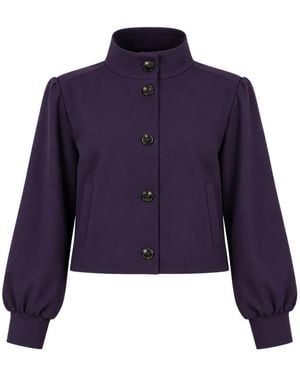 Liviana Conti Puff-Sleeve High-Neck Jacket - Blue