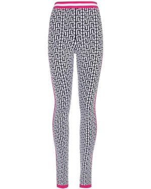 Balmain Monogram Knit leggings - Grey