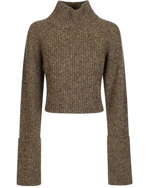 IRO Maglione A Coste A Collo Alto - Verde