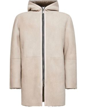 Tagliatore Hooded Shearling Coat - Natural