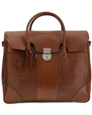 Brunello Cucinelli Braided Leather Boston Bag - Brown