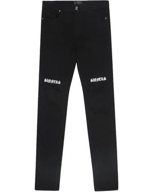 RTA Knee Embroidered Jeans - Black