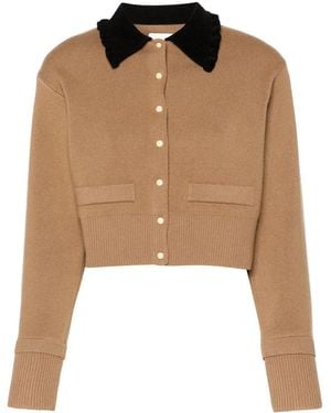 Sandro Contrasting-Collar Cardigan - Brown