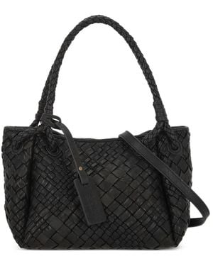 VISONA Woven-Leather Shoulder Bag - Black