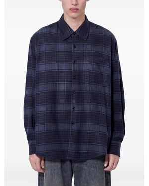 Our Legacy Above Plaid-Pattern Button-Down Shirt - Blue
