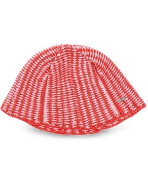 DSquared² Bicolour Chunky-Knit Beanie Hat - Red