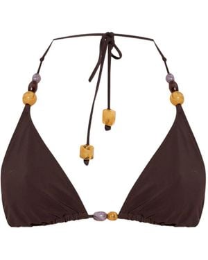 Tory Burch Triangel-Bikini mit Perlen - Braun