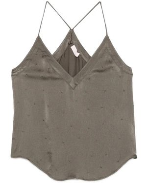 Liu Jo Embellished V-Neck Top - Gray