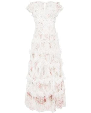 Needle & Thread Vestido Paradise Garden Con Volantes - Blanco