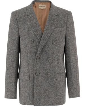 Valentino Garavani Doppelreihiger Blazer mit meliertem Effekt - Grau
