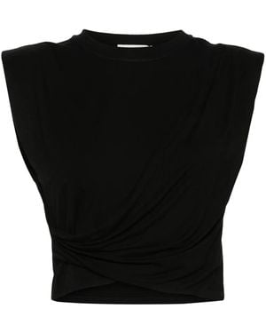 Jonathan Simkhai Signature Estelle Draped-Detail Top - Black