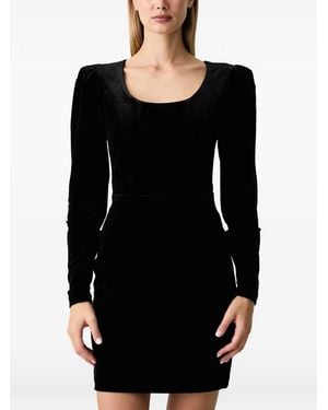 Silvian Heach Puff-Sleeve Velvet-Finish Mini Dress - Black