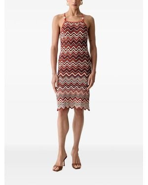 Morgan Zigzag-Knit Bead-Embellished Midi Dress - Red