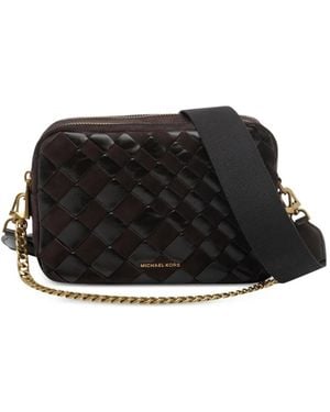 MICHAEL Michael Kors Woven Leather Shoulder Bag - Black