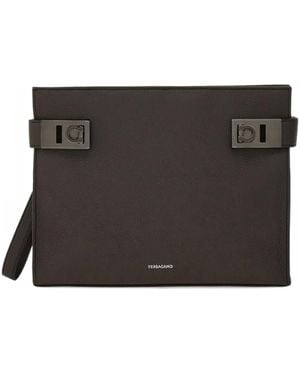 Ferragamo Gancini Clutch Met Gesp - Zwart