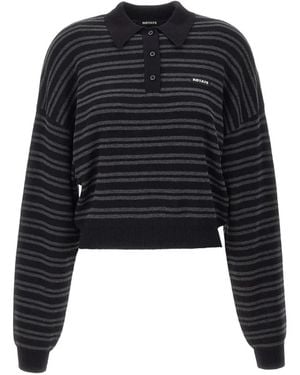 ROTATE BIRGER CHRISTENSEN Slinky Striped Polo Shirt - Black