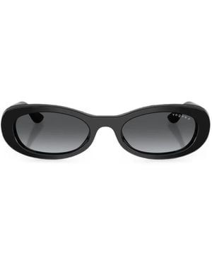 Vogue Eyewear Logo-Plaque Oval-Frame Sunglasses - Black