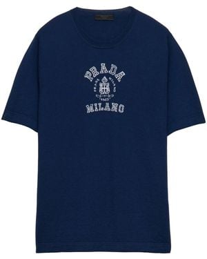 Prada T-Shirt Mit Logo-Print - Blau