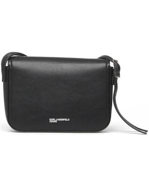KARL LAGERFELD Logo-Detail Saddle Bag - Black
