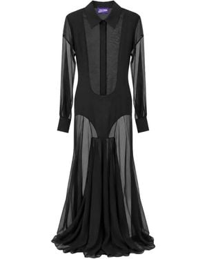 Jean Paul Gaultier Sheer-Panelled Shirt Dress - Black