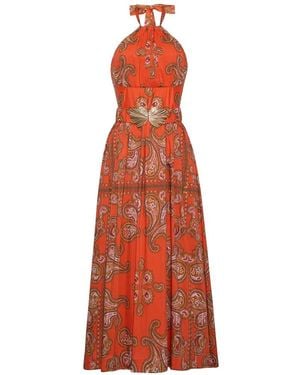Cara Cara Dena Paisley-Print Belted Maxi Dress - Red
