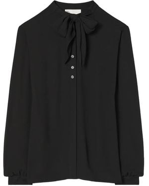 Tory Burch Bow Georgette Blouse - Black