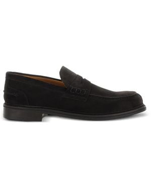Berwick Shoes Suede Penny Loafers - Black