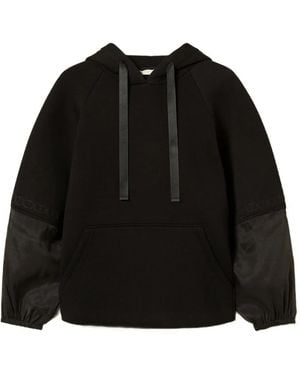 Twinset Organza-Sleeve Sweatshirt - Black