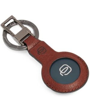 Piquadro Logo-Detail Leather Keyring - Brown