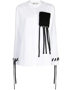 Ports 1961 Knitted-Panel Strap-Detail Shirt - White