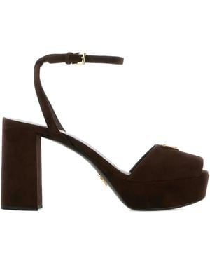 Prada Sandalias de plataforma con tacón de 110 mm y tira en el tobillo - Negro