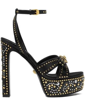 Versace Sandali La Medusa Con Borchie 140Mm - Nero