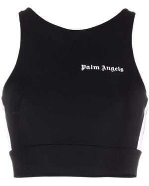 Palm Angels Side-Stripe Cropped Top - Black