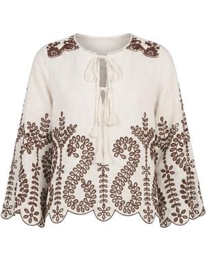 CHRISTY LYNN Kora Embroidered Blouse - Natural