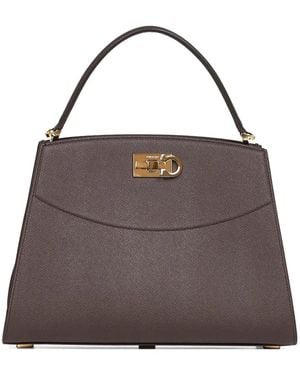 Ferragamo Gancio-Clasp Hammered Calfskin Tote Bag - Purple