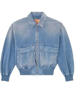 DIESEL D-Kurz Denim Jack Met Rits - Blauw